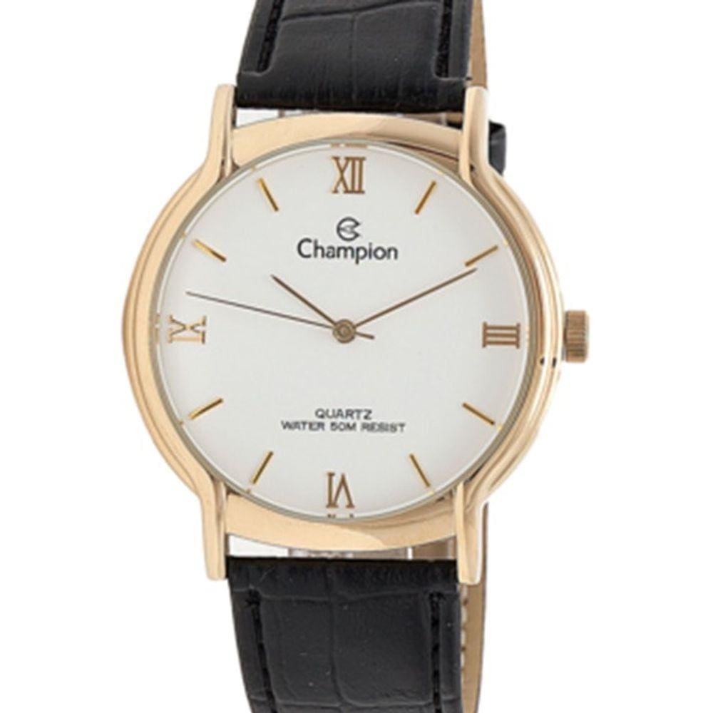 Relogio Masculino Dourado Pulseira de Couro Champion CN20006