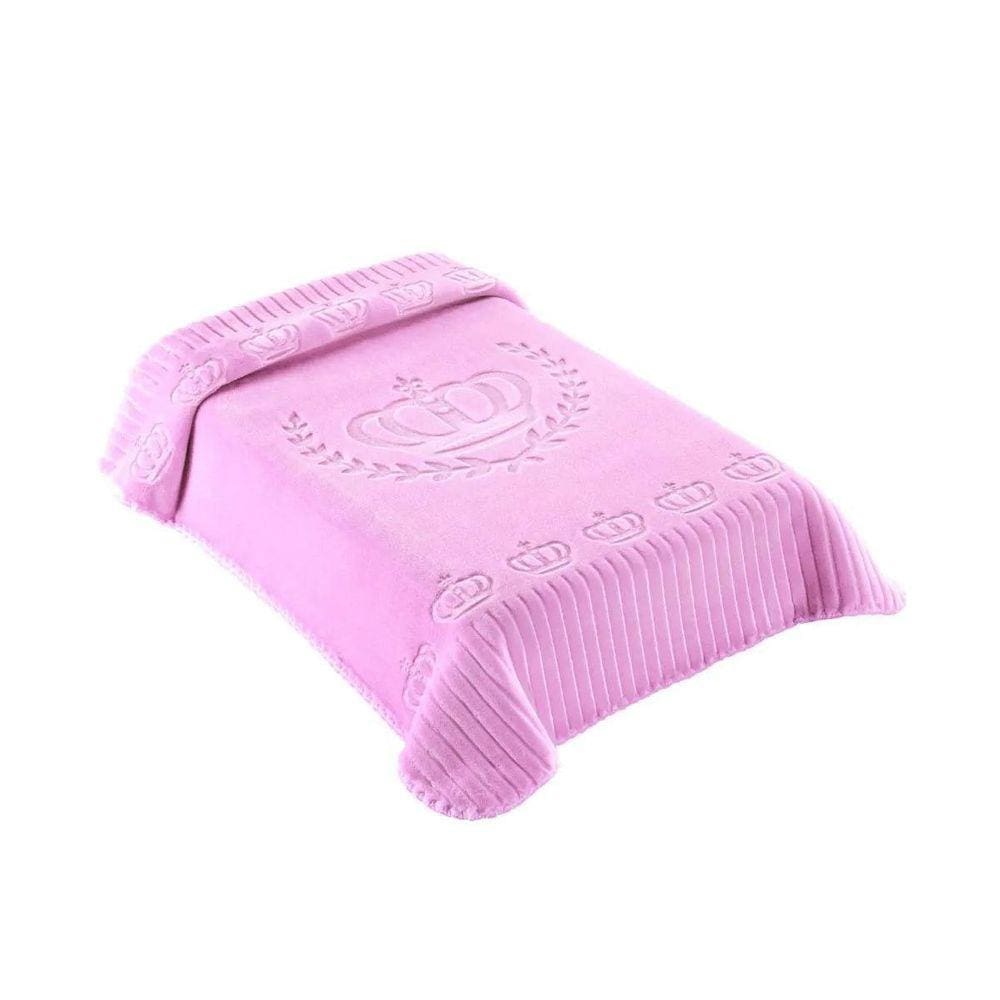 Cobertor Bebê Infantil Colibri Relevo Antialérgico Rosa