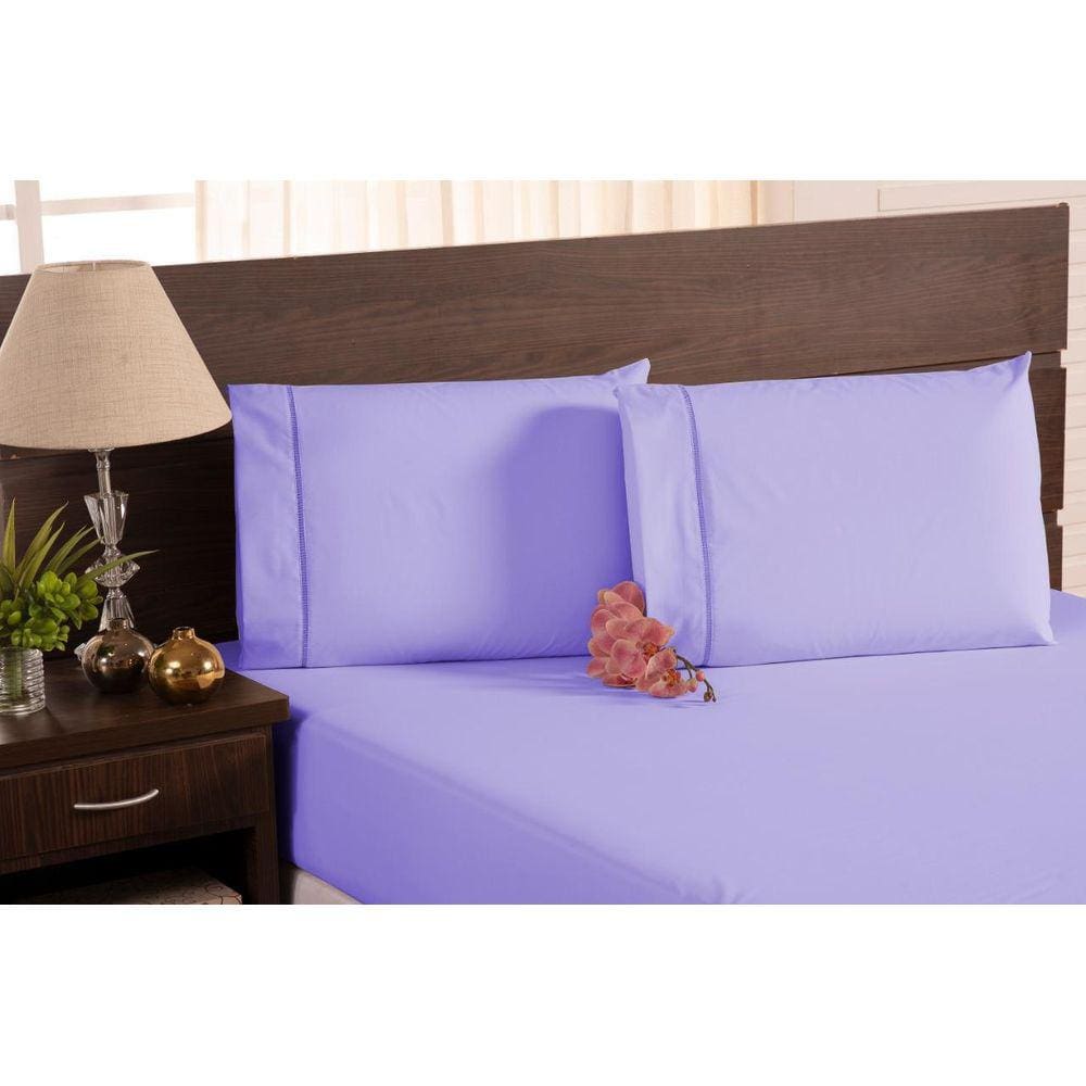 Jogo De Lençol Casal Padrão 100% Algodão 180 Fios Lilás