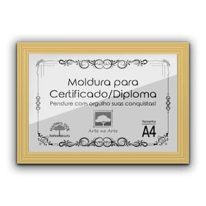 1 Certificado/Diploma A4 Com Tela De Acetato E Mdf Titulo Moldura Marfim