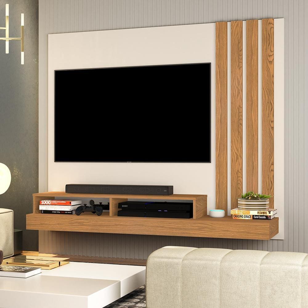Painel Para Tv Smart Requinte para Tv de 55 Polegadas Off White / Nature