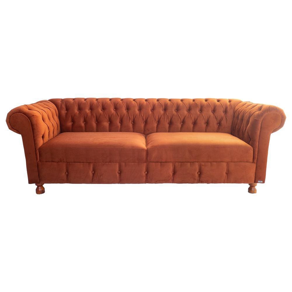 Sofa Chesterfield Luiz XV Terra Cota 1.80 Sala Recepcao Barbearia