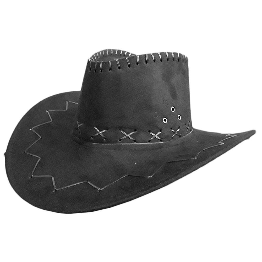 Chapéu de Cowboy Western Suede Preto - Adulto