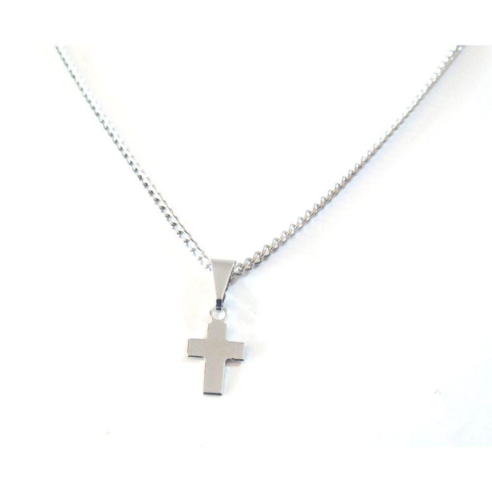 Cordão Colar Cruz Religiosa Crucifixo Aço Inox