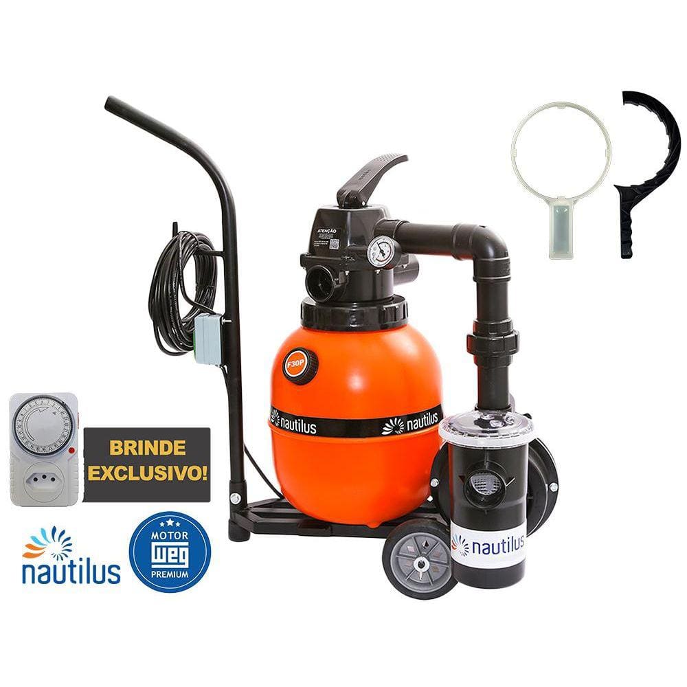 Carrinho Filtro E Bomba F300 Para Piscinas 16.000 Nautilus