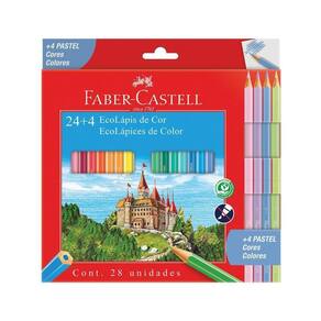 Ecolápis De Cor Regular Faber Castell - 24+4 Cores Pastel