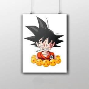 Quadro Dragon Ball Goku Anime Desenho Com Moldura G01