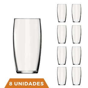 Copo Oca 300ml Vidro Resistente Suco Agua Nadir - 8Un