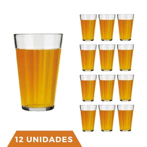 Conjunto Com 12 Copo Americano Long Drink 450ml Vidro Nadir