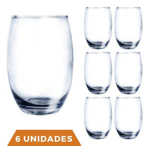 Copo de Vidro Aruba Redondo Luxo 465ml Suco Agua Nadir 6Un