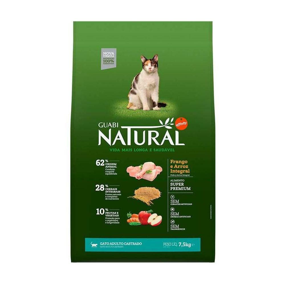 Ração Guabi Natural Gato Cast. Frango,Arroz Integral 7 5Kg
