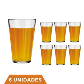 Conjunto Com 6 Copo Americano Long Drink 450ml Vidro Nadir