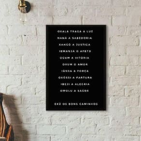 Quadro Candomblé Nomes Orixás 45X34Cm Vidro Moldura Preta