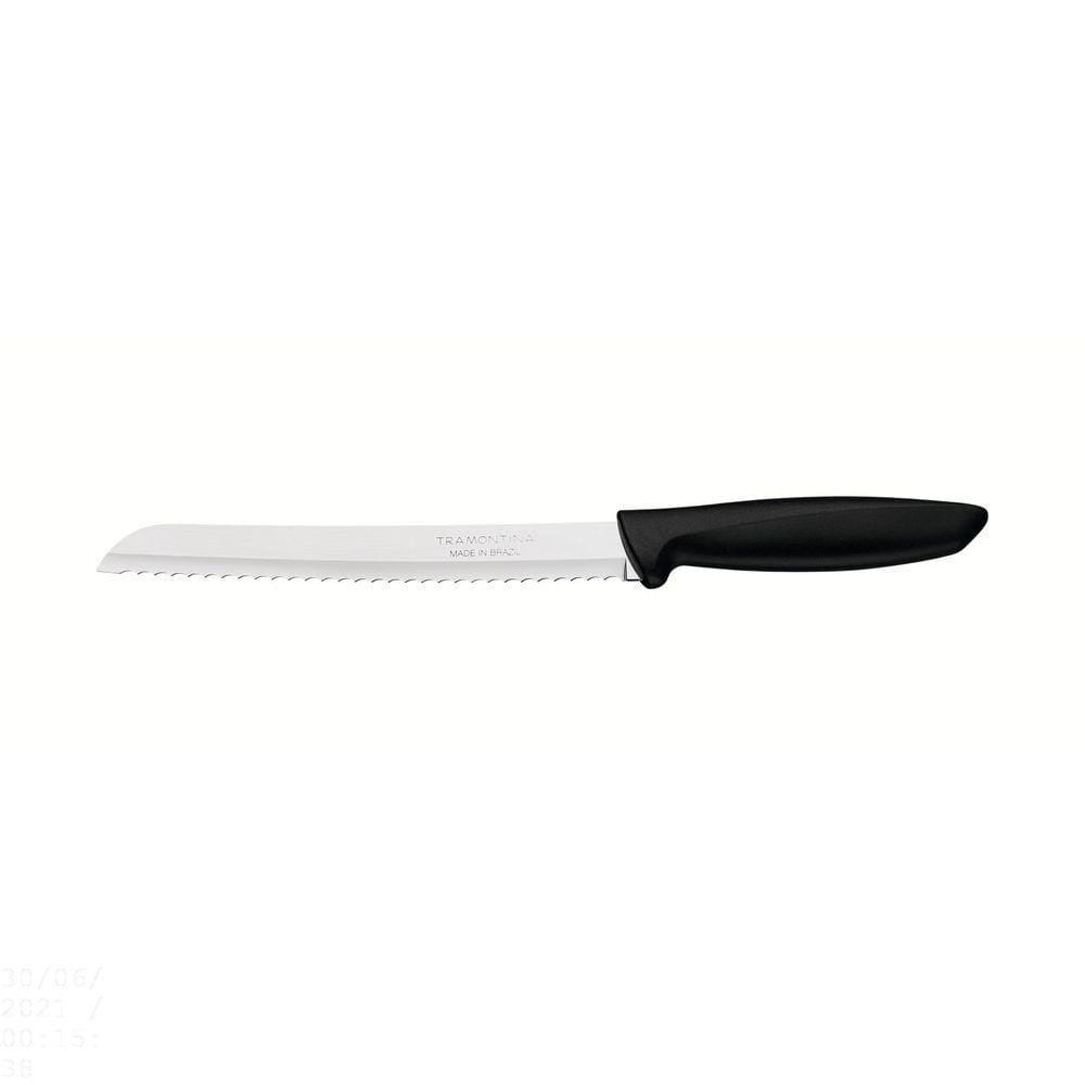 Faca para Pão Tramontina Plenus com Lâmina em Aço Inox e Cabo de Polipropileno Preto 8" Tramontina