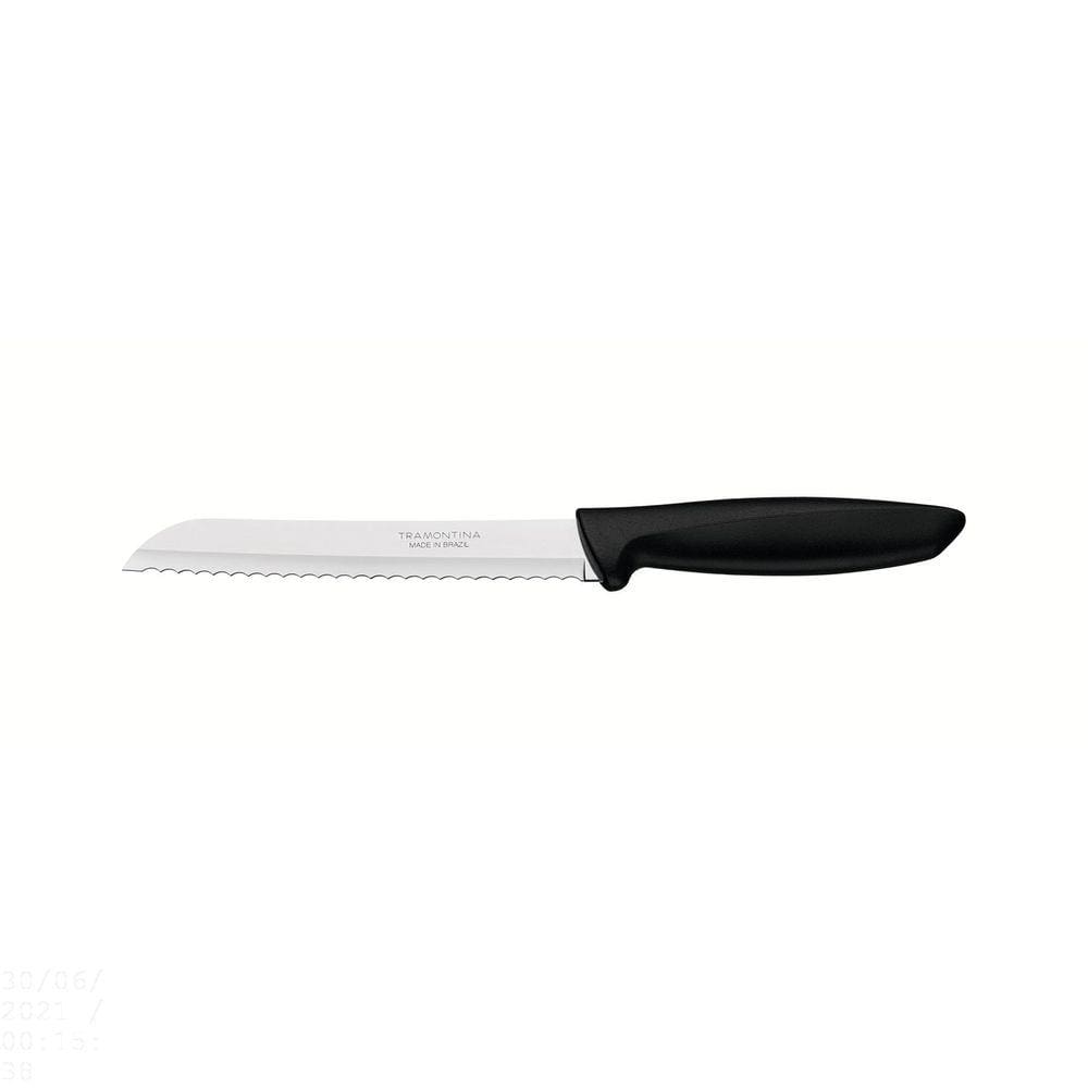 Faca para Pão Tramontina Plenus com Lâmina em Aço Inox e Cabo de Polipropileno Preto 7" Tramontina