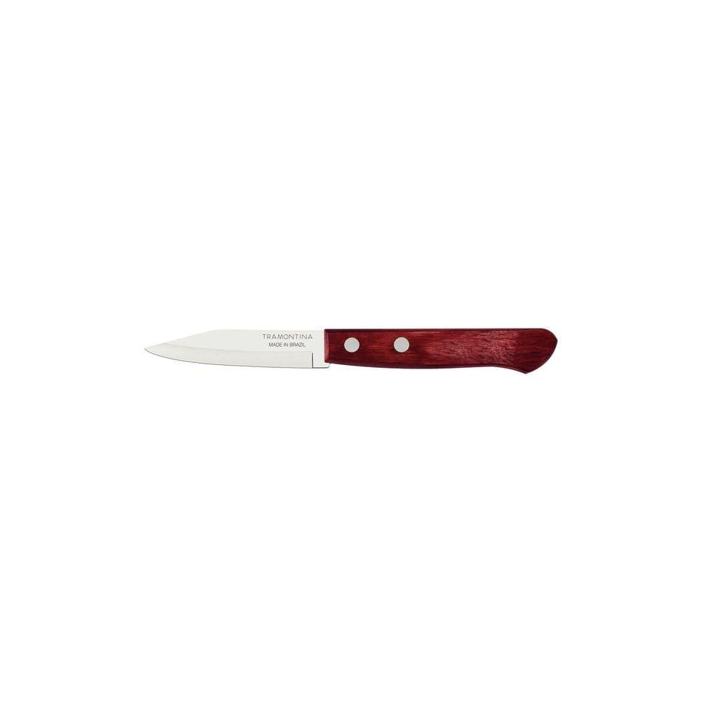 Faca para Legumes e Frutas Tramontina Polywood com Lâmina em Aço Inox e Cabo de Madeira Vermelho 3” Tramontina