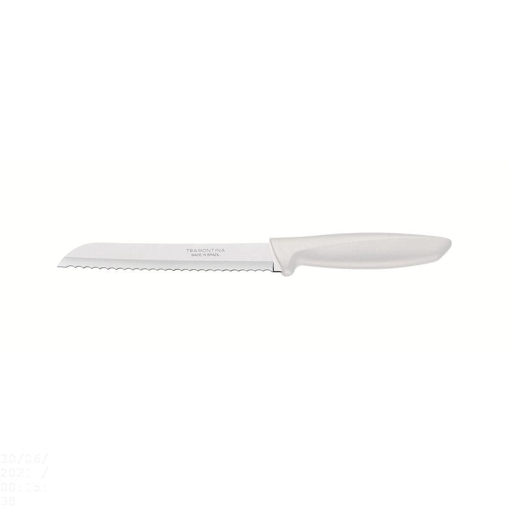 Faca para Pão Tramontina Plenus com Lâmina em Aço Inox e Cabo de Polipropileno Off White 7" Tramontina