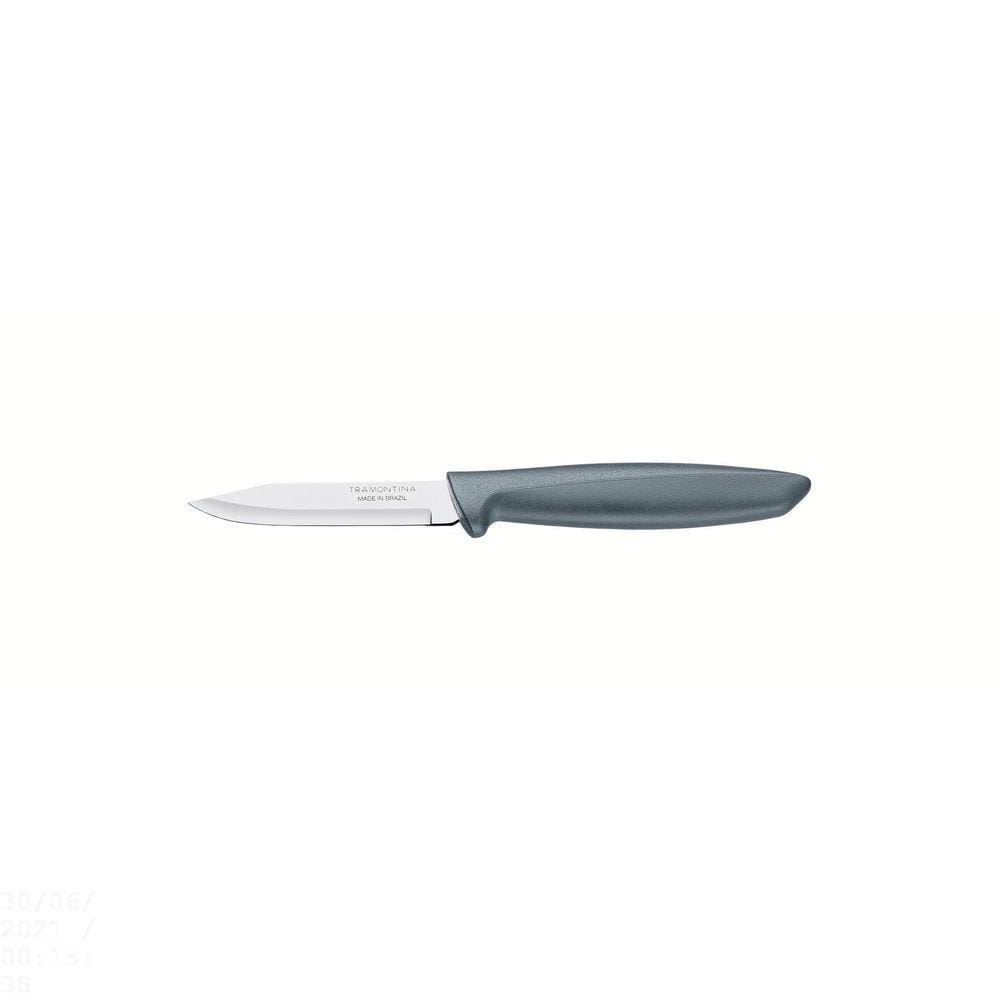 Faca para Legumes e Frutas Tramontina Plenus com Lâmina em Aço Inox e Cabo de Polipropileno Cinza 3&quot; Tramontina