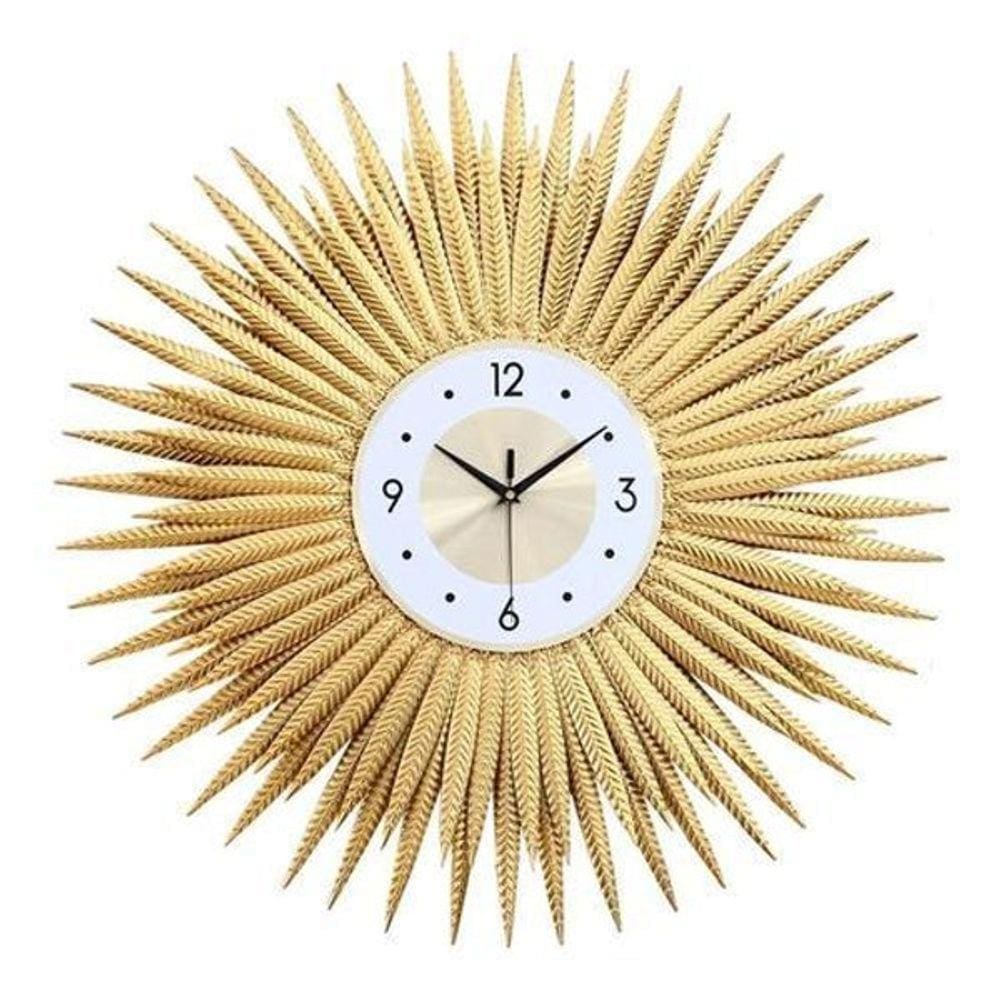 Relógio De Parede Dourado Luxuoso Metal Design Europeu 70Cm