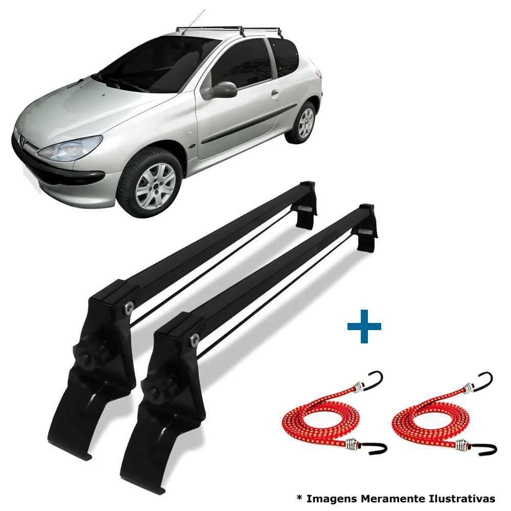 Rack Teto Bagageiro Peugeot 206 E 207 2P + 2 Elástico Carga