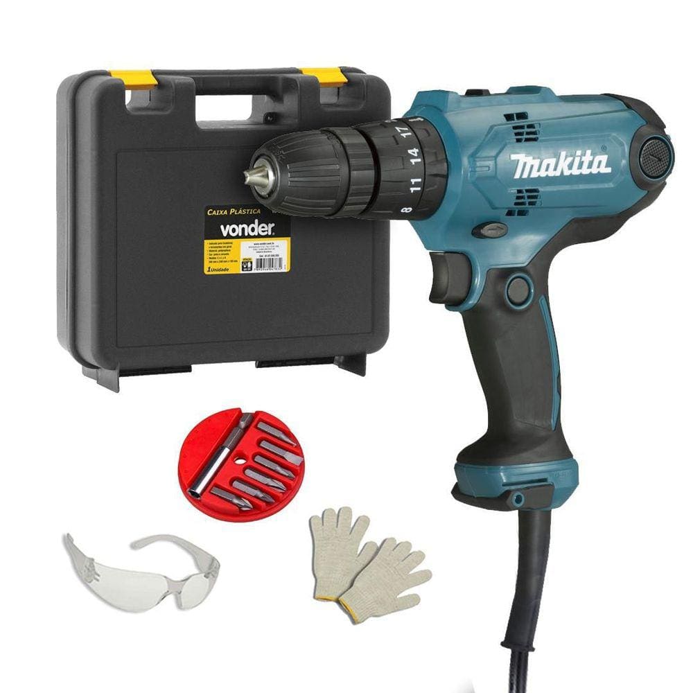 Furadeira Parafusadeira Impacto 3/8 320W + Acessórios 220V