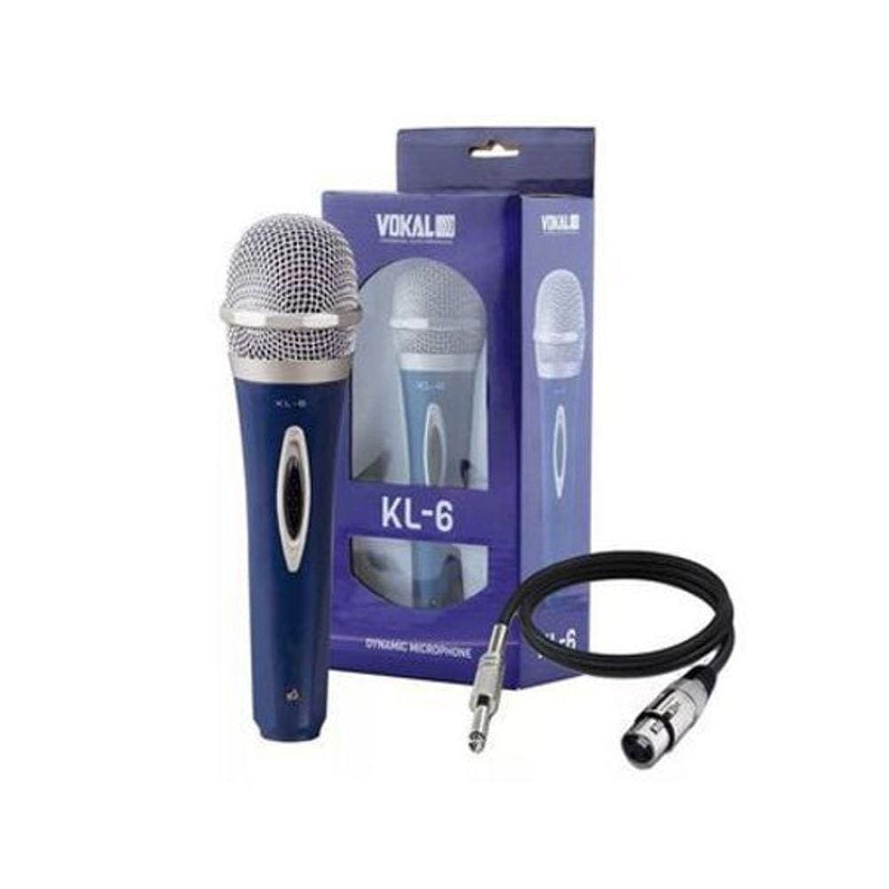 Microfone Vokal Com Fio Modelo Kl6 Acompanha Cabo 5 Metros