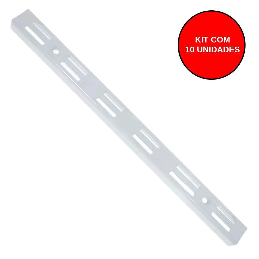 Kit 10 Trilho Cremalheiras para Prateleira Duplo Branco 1 metro - Starfer