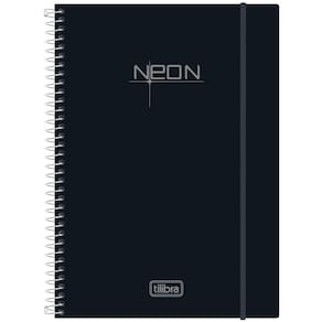 Caderno Espiral Capa Dura 10 Matérias 200 Folhas Neon Preto
