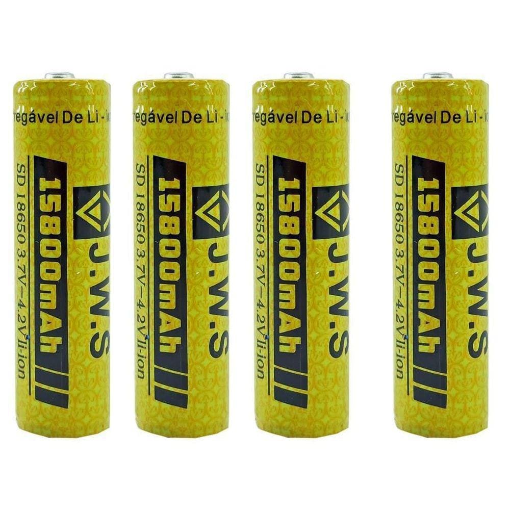 Kit 4X Bateria Mega Forte 18650 4,2V 15800Mah Jws Até 11H