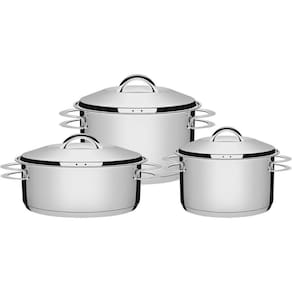 Jogo De Panelas Fundo Triplo Tramontina Inox Solar 3 Pç