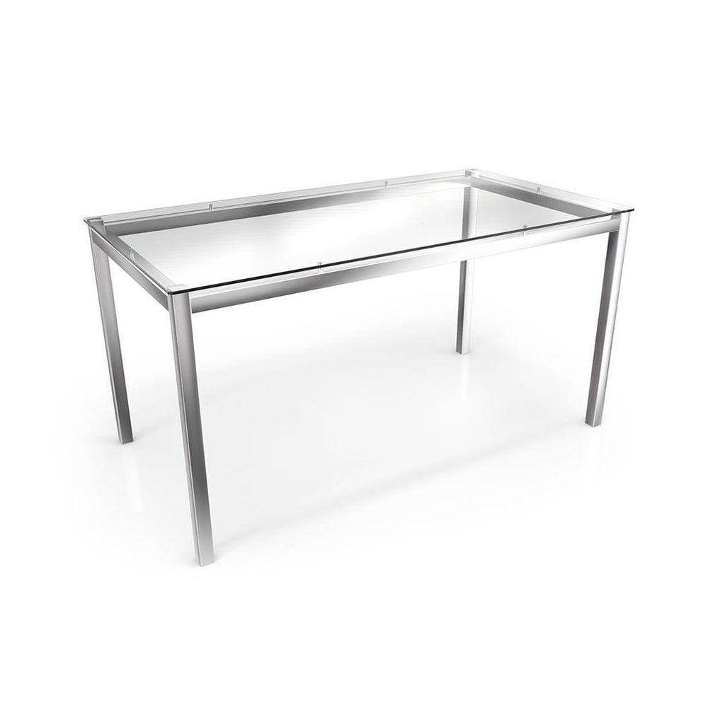 Mesa Reno Cromada Com Tampo De Vidro Incolor 1,50m