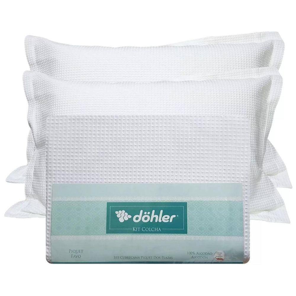 Kit Colcha Piquet Favo Dhler Queen 3 Peças 100% Algodão