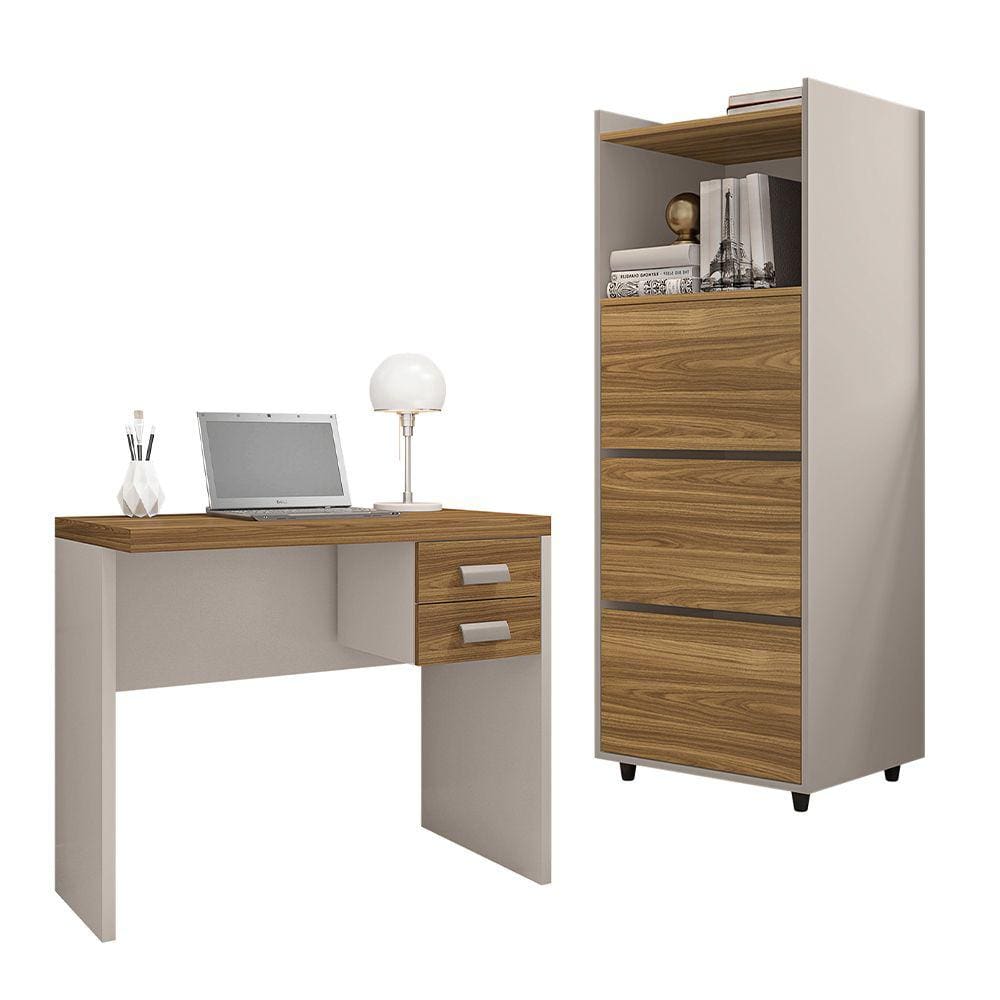 Kit Conjunto Escritório 3 Peças Studio Marrom Caemmun