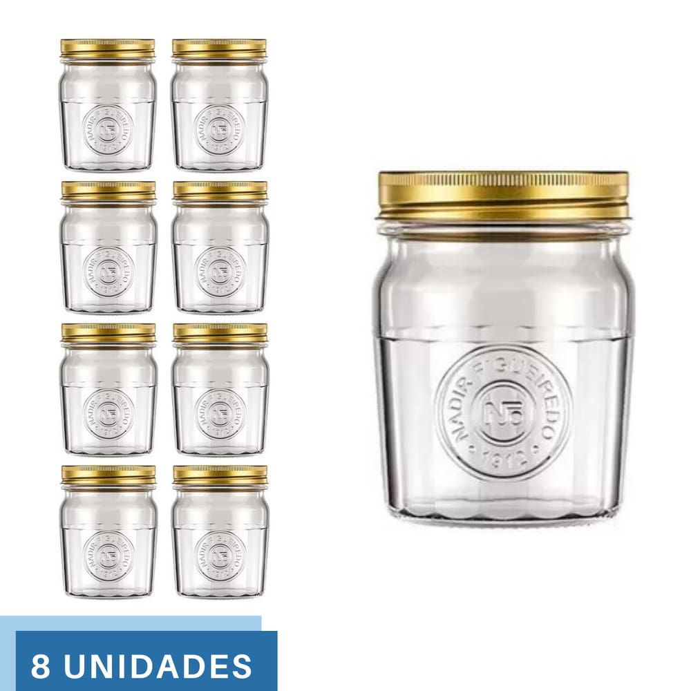 8 Pote Americano Mantimento Café Vidro Vintage 500ml Nadir