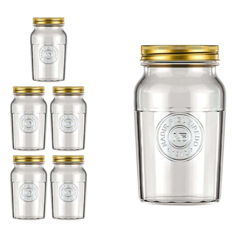 Pote Americado Vintage Retro Tampa Biscoito 1L Nadir 5Un