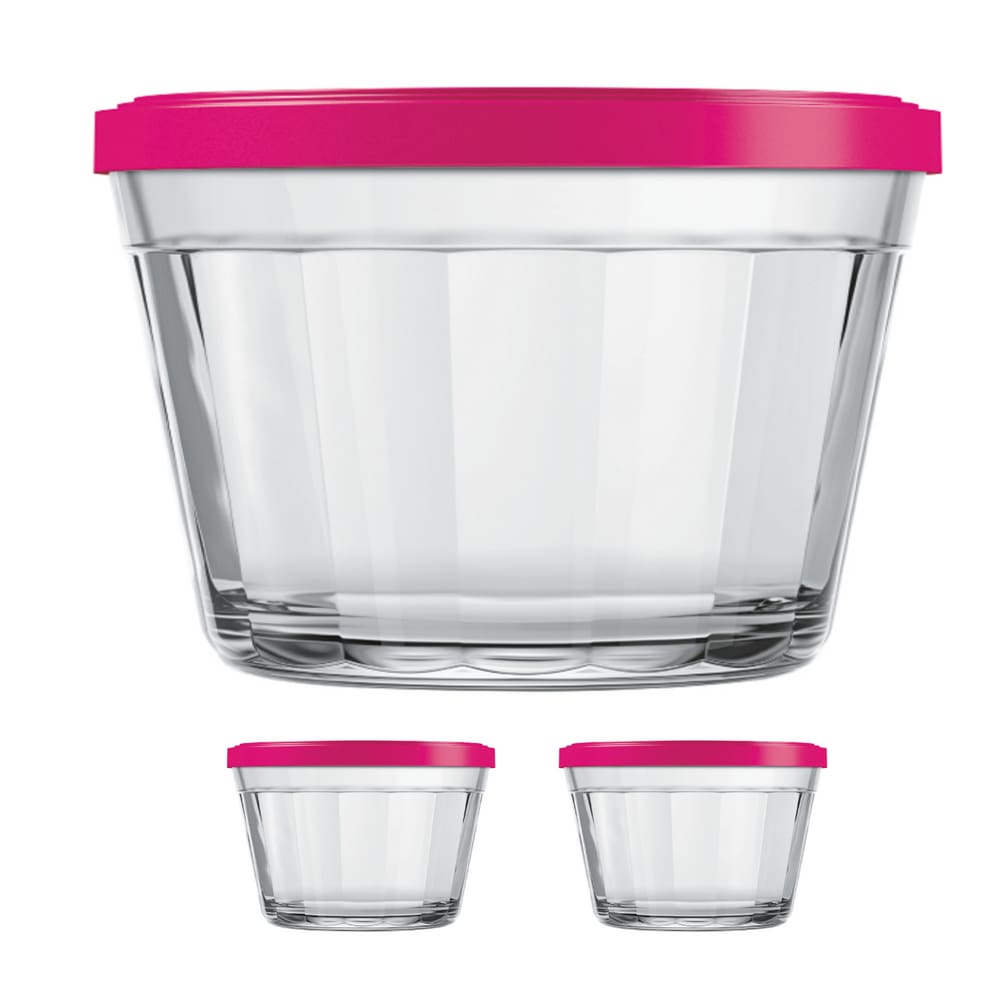 2 Tigela Vidro Americano Tampa Plastica Sortida 1L Nadir