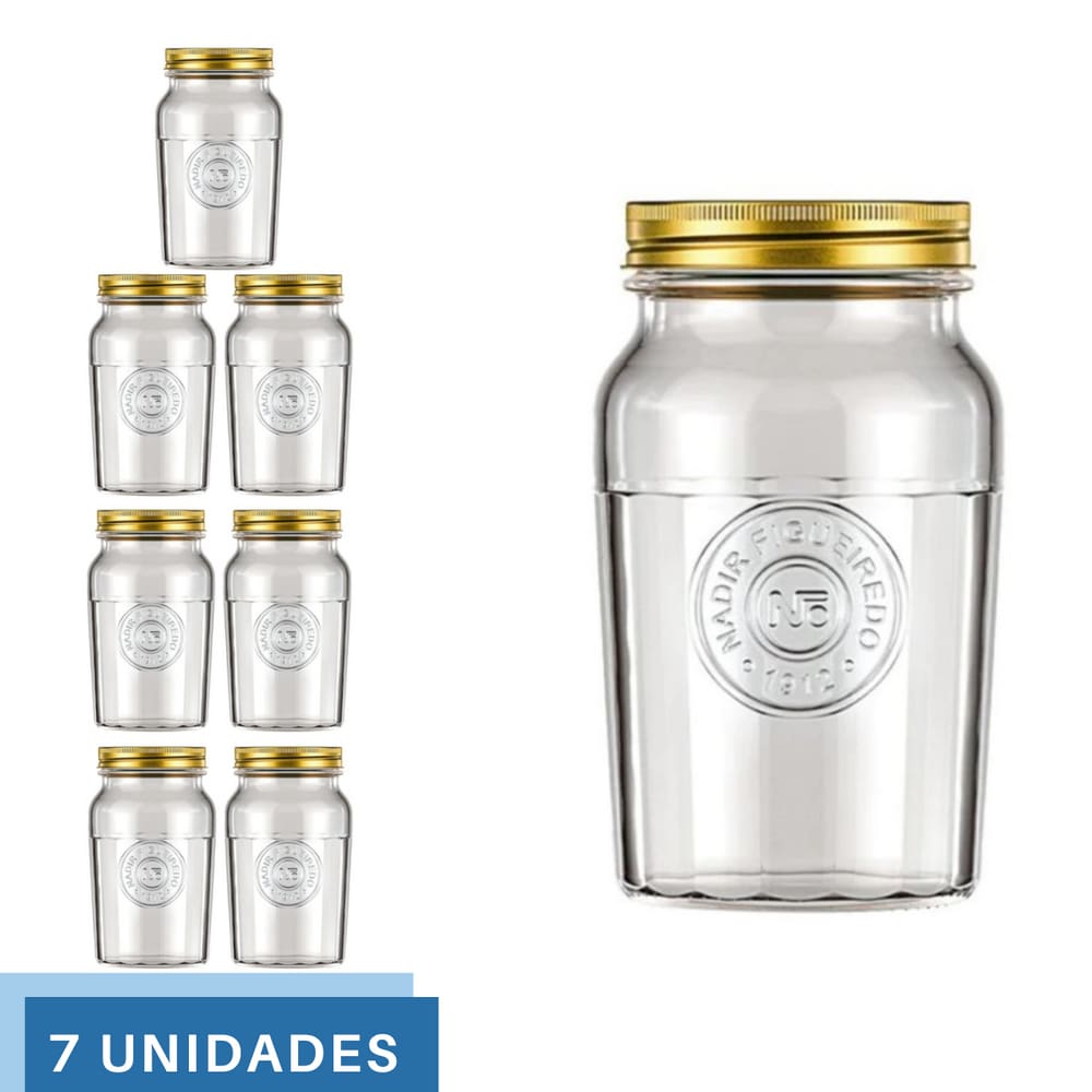 7 Pote Americano Mantimento Café Vidro Vintage 1L Nadir