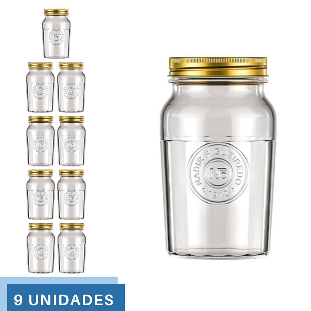 9 Pote Americano Mantimento Café Vidro Vintage 1L Nadir