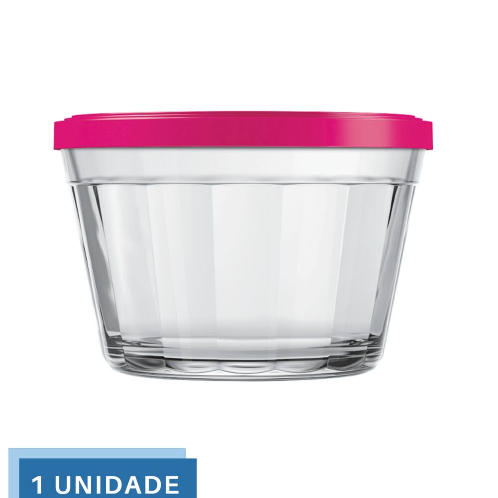 1 Tigela Vidro Americano Tampa Plastica Sortida 150ml Nadir