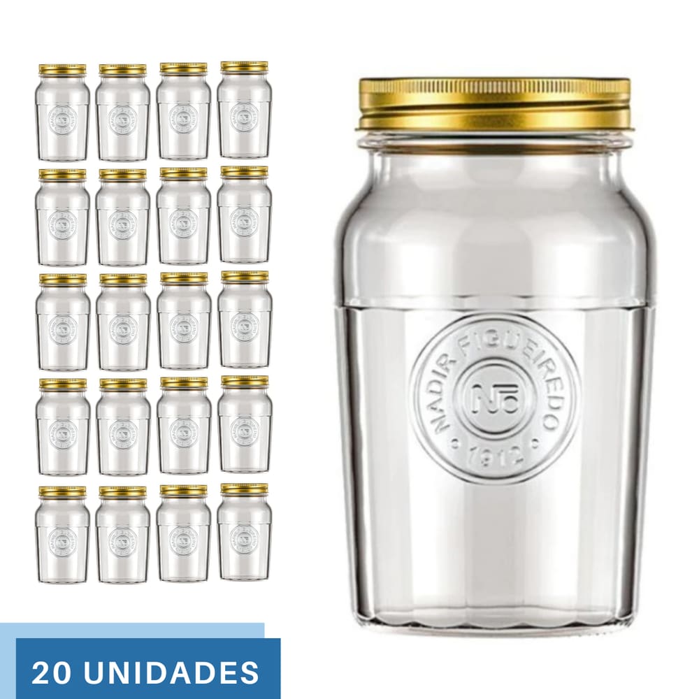 20 Pote Americano Mantimento Café Vidro Vintage 1,5L Nadir
