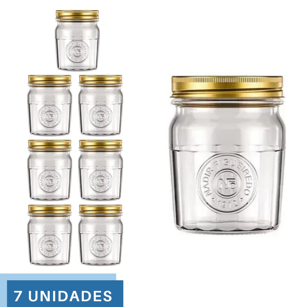 7 Pote Americano Mantimento Café Vidro Vintage 500ml Nadir