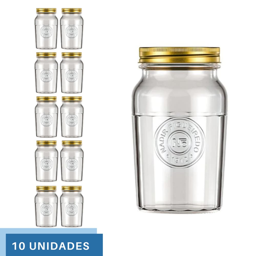10 Pote Americano Mantimento Café Vidro Vintage 1L Nadir