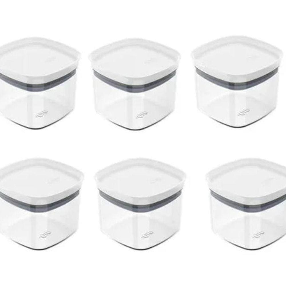 Kit 6 Potes Herméticos Alimentos 450Ml Vedação Em Silicone