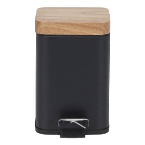 Lixeira De Banheiro Tampo De Madeira Preta 3l 16x15x25cm