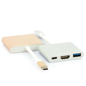 Adaptador USB-C Multiporta com USB HDMI e USB-C Dourado
