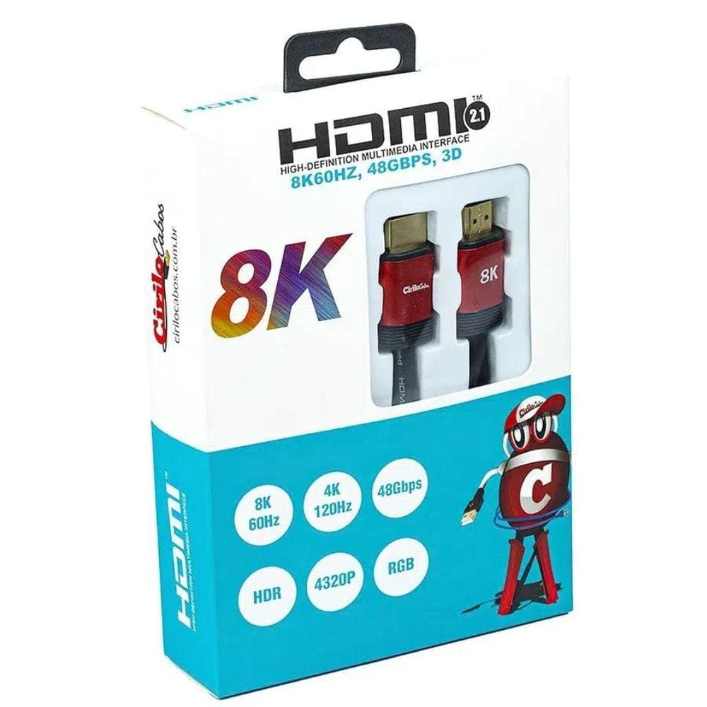 Cabo HDMI 2.1 8K - Cirilo Cabos - 2 Metros
