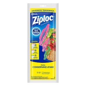 Saco Sache Ziploc Hermético Médio com 9 unidades