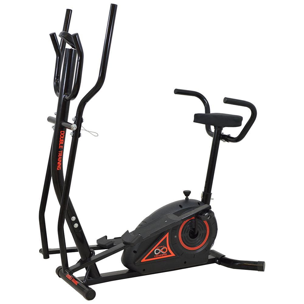 Elíptico Double Training + Bicicleta Ergométrica 2x1 Monitor 5 funções