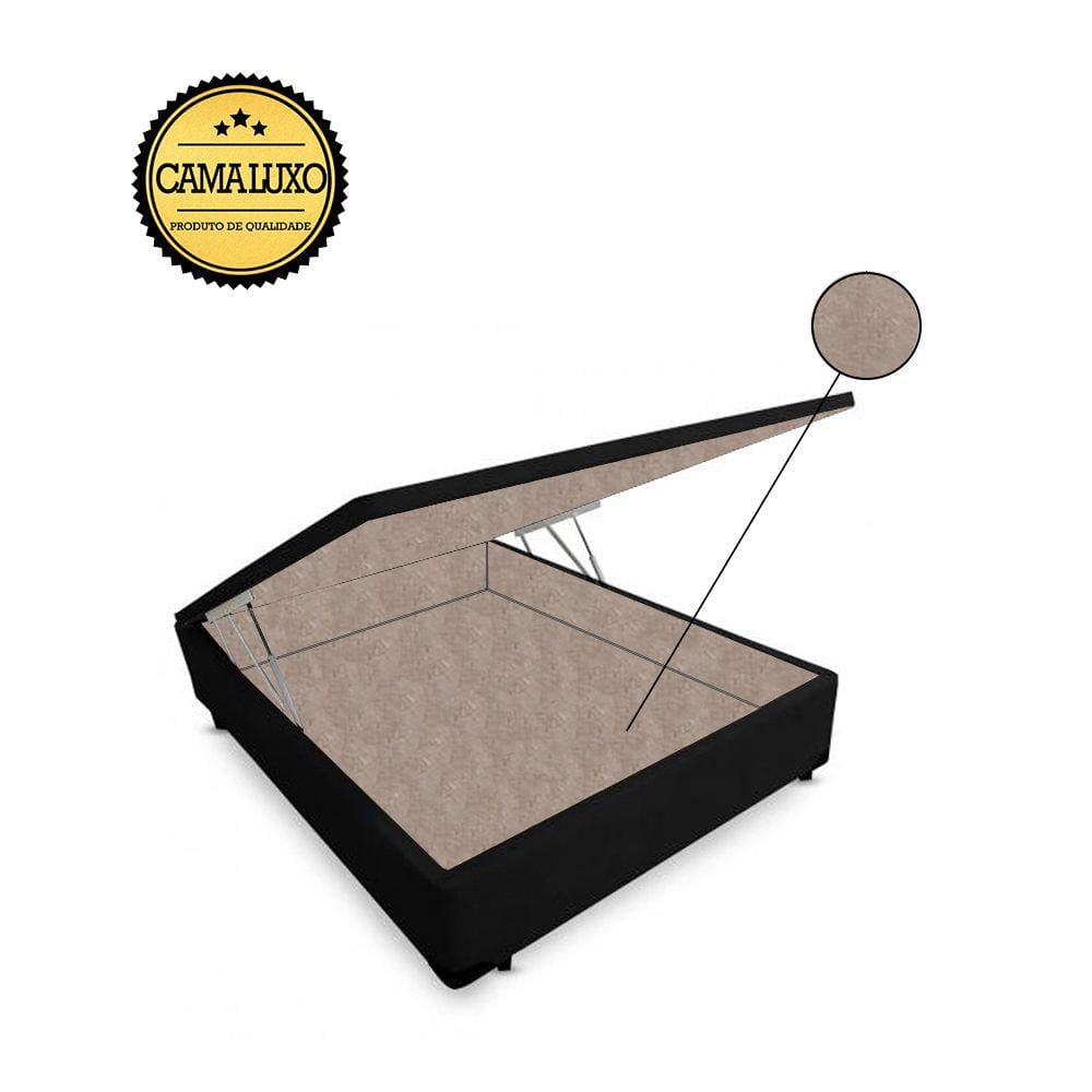 Cama Box Baú Luxo Blindado Viúva NK Camas Suede Preto 41x128x188
