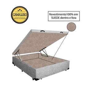 Cama Box Baú Luxo Blindado Viúva NK Camas Suede Cinza 41x128x188
